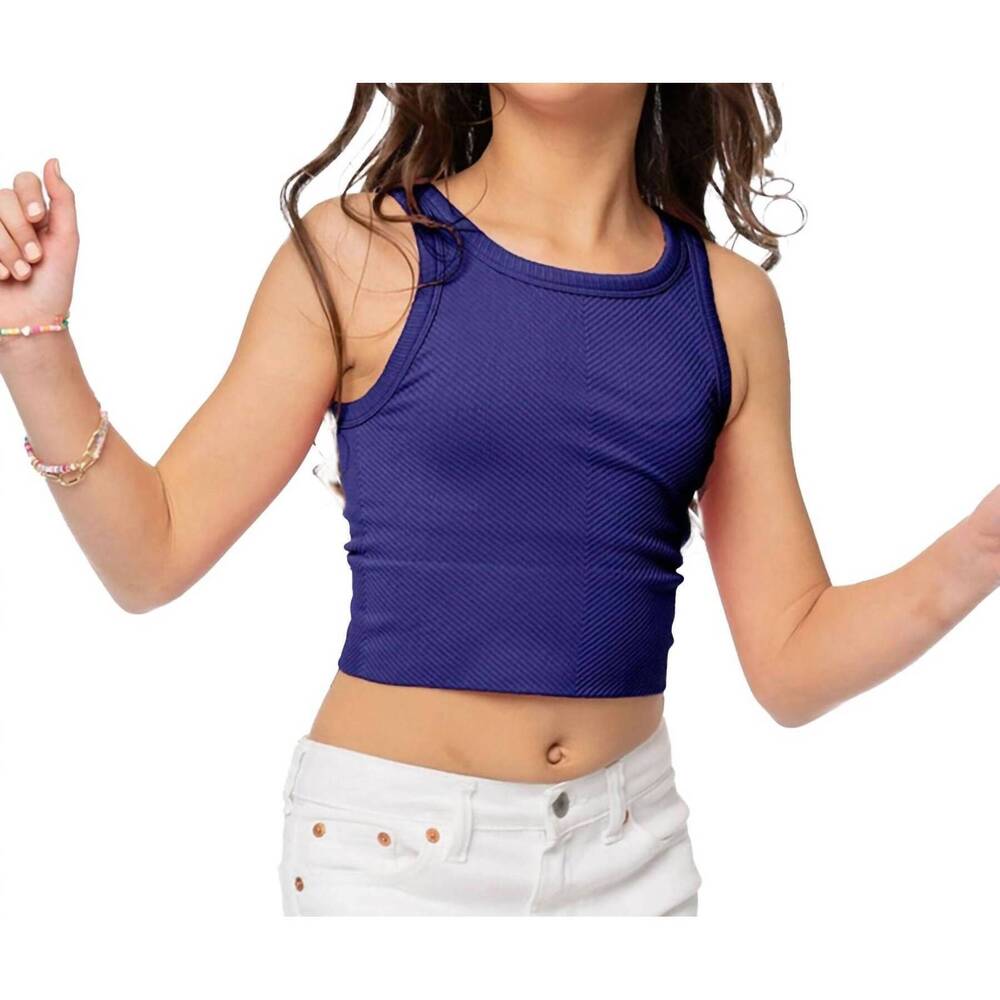 NEW MALIBU SUGAR girl's chevron crop tank in navy